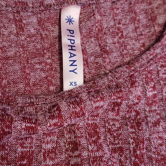 PIPHAY Chelsea Red Heathered Ribbed Knit Cold Shoulder Long Sleeve Dress XSMALL - Picture 13 of 14